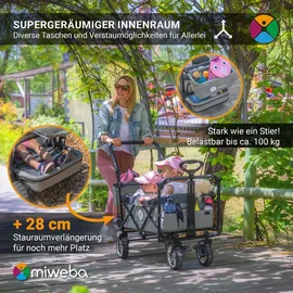 MIWEBA Bollerwagen MB-20 faltbar Beige/Bordeaux rot
