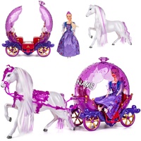 Set: Puppen Kutsche mit Pferd Verschiedene Modelle frei wählbar & Puppe - lila inkl. Name - passend für Barbie Puppen - Steffi Love - LOL Surprise SPI..