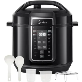 Midea Elektrischer Schnellkochtopf 9-in-1, 12 Voreinstellungen Instant-Multikocher Antihaft-Topf Joghurtkocher Reiskocher Slow Cooker Sauté Dampfgarer Edelstahl Innentopf, 8 Quarts Schwarz