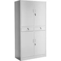 Tectake tectake® Aktenschrank, aus pulverbeschichtetem Stahl, 3 höhenverstellbare Einlegeböden, 180 x 80 x 40 cm