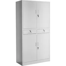 Tectake tectake® Aktenschrank, aus pulverbeschichtetem Stahl, 3 höhenverstellbare Einlegeböden, 180 x 80 x 40 cm