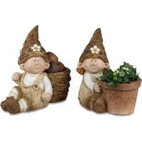 Formano Aussendekoration, Gartenfigur Wichtel mit Pflanztopf 2er Set