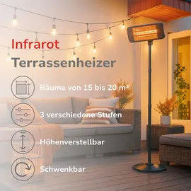 Alpina Infrarotheizung Standgerät Elektroheizstrahler 2 kW Schwarz