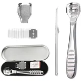 NIYATA 13 Stück Hornhautentferner Set mit Fußraspel und Hornhauthobel, Professionelles Pediküre Set mit Edelstahl Klingen, Callus Remover für Hornhaut Entfernen Fuß, Silber
