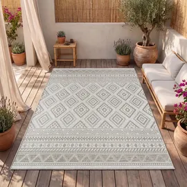 Paco Home Outdoor Teppich Flachgewebe Modern Boho Ethno Wetterfest, Außenbereich 80x150 cm, beige, 2