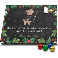 Mr. & Mrs. Panda Schoko Adventskalender Sicherheitsdienstmitarbeiter Leidenschaft - Schwarz - Geschenk, Firma, Schokoladen Adventskalender, Rente, ... - Schwarz