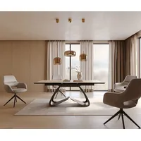 DeLife Esstisch Edge 200-300x100 Keramik Laminam® Sabbia Eichefarbig W-Gestell