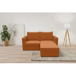 2-Sitzer DOMO COLLECTION "800015, als Sitzmöbel oder Schlafgelegenheit nutzbar, Schlafsofa", orange (terrakotta), B:178cm H:90cm T:80cm, 100% Polyester, Sofas, Sitzfläche mit Federkern, inkl. 2 Rückenkissen