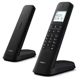 Philips M4702B/12-2 DECT-Schnurlostelefon, 4,6 cm (11,6 Zoll), LCD-Display, Hintergrundbeleuchtung, Agenda 50 Zahlen, Freisprecheinrichtung, programmierbare Tasten, HQ-Sound - Schwarz (kompatibel: ES,