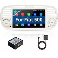 Podofo Android 10 Autoradio mit Navi für FIAT 500 2007-2015, 7 Zoll Bildschirm Touch Display Autoradio mit Bluetooth, GPS, WiFi, RDS FM, Spiegellink, Lenkradsteuerung + Canbus (Weiß)