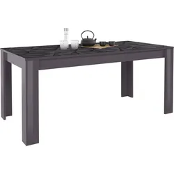 Esstisch INOSIGN "Prisma", grau (anthrazit hochglanz lack, anthrazit mit siebdruck hochglanz lack), B:180cm, Tische, Esstisch Holz-Esstische Rechteckiger Esstisch, Breite 180 cm -228 cm