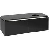 Villeroy & Boch Legato Waschtischunterschrank, 2 Auszüge, Waschbecken rechts, 1200x380x500mm, LED-Beleuchtung, B581L0PD, Farbe: Black Matt Lacquer