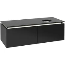 Villeroy & Boch Legato Waschtischunterschrank, 2 Auszüge, Waschbecken rechts, 1200x380x500mm, LED-Beleuchtung, B581L0PD, Farbe: Black Matt Lacquer