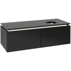 Villeroy & Boch Legato Waschtischunterschrank, 2 Auszüge, Waschbecken rechts, 1200x380x500mm, LED-Beleuchtung, B581L0PD, Farbe: Black Matt Lacquer