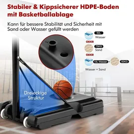 Costway Basketballständer Schwarz 130-305 cm