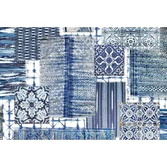 Fototapete ARCHITECTS PAPER "Atelier 47 Patchwork 3", blau (blau, weiß, goldfarben), B:4m L:2,7m, Vlies, Tapeten, Vlies, Wand, Schräge, Decke