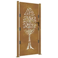 vidaXL Gartentor 105x180 cm Cortenstahl Baum-Design