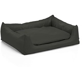 Juelle Hundebett aus Kunstleder Hundebett Kuschelbett Sofy Rex S-XXL (100x80cm, Graphit)