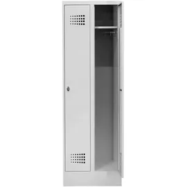 Stier Garderobenspind Premium mit Sockel 2 Abteile Drehriegel lichtgrau
