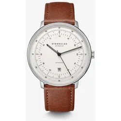 STERNGLAS - HAMBURG AUTOMATIK - silber satiniert - silber - Modena braun / 42MM