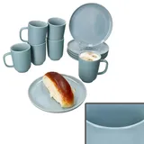 Ritzenhoff & Breker Ritzenhoff Jasper 12tlg Frühstücksset Graublau Steingut Teller Kaffeebecher