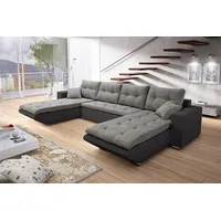 Fun Möbel Wohnlandschaft Sofa NINO XL mit Schlaffunktion Schwarz-Grau