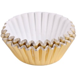 Miss Bakery’s House Muffinform Mini Muffinförmchen folienbeschichtet, (Gold 120-tlg), kleine Metallic-Papierbackförmchen für Mini-Cupcakes und Minimuffins goldfarben