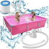 Tectake tectake® Swimming Pool, rechteckig, reißfestes PVC-Gewebe, solider Stahlrahmen