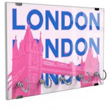 DEQORI Schlüsselbrett 'London Calling', (1 St), Schlüsselhalter Schlüssel Haken Schlüsselboard modern Schlüsselleiste bunt|rosa