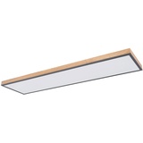 GLOBO LED Deckenleuchte Fernbedienung Deckenlampe Holzleuchte Wohnzimmerlampe CCT, Nachtlicht, Alu Holzoptik Graphit opal, 1x 36W 2250Lm warm-kaltweiß, L 120 cm