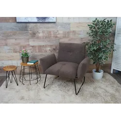 Mendler Lounge-Sessel HWC-K34, Cocktailsessel Sessel, Bouclé Stoff/Textil ~ braun