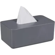 Relaxdays Tücherbox mit Bambus Deckel, für Bad, Taschentuchbox, modernes Design, HxBxT: 10x23x13 cm, Kunststoff, grau