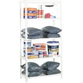 Simon Rack SimonRack Schwerlastregal, Lagerregal, 180x80x40 Metallregal Kellerregal, Biegestelle 100 kg, 5 Fachböden, Weiss - Comfort