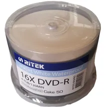 Traxdata DVD-R 4.7 GB 16 x White Waterproof Glossy Ink/Thermal Print Cake * 50