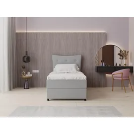 panda möbel Boxspringbett, 100cm x 200cm, Grau, mit Bettkasten, Matratze und Topper, Einzelbett, Nevada Panda Möbel - Hellgrau