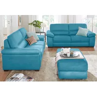 Polstergarnitur CALIA ITALIA "Gaia, hochwertige Garnitur aus 2-Sitzer & 3-Sitzer im edlen Design", blau (turquoise,), Luxus-Microfaser GINEVRA, Luxus-Microfaser Ginevra (100% Polyester), Sitzmöbel-Sets, aus pflegeleichtem Luxus-Microfaser Ginevra Hydro Care