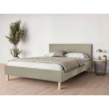Andas Polsterbett ANDAS "Albybyn, Bettgestell mit Kopfteil und Lattenrost, in 2 Breiten", beige, B:145cm H:84cm L:205,5cm, 100% Polyester, Betten, Polsterbett, ohne Bettkasten und Matratze, in 2 Breiten- 140 und 160 cm