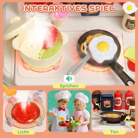 aiyaplay Kinderküche Spielküche mit Ofen Spüle Licht-und Soundfunktion (Grün)