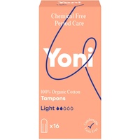 Yoni | Tampons Mini | 16x Tampons aus 100% Bio-Baumwolle | Hypoallergene und Atmungsaktive Bio-Tampons | Frei von Kunststofffolien und Synthetischen Inhaltsstoffen | Am besten für leichte Blutungen