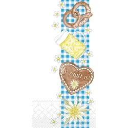 Mank Serviette Tissue Bayern O ́Zapft is, 33 x 33 cm, 1/8 Falz, 100 Stück - Brezeln Rauten Bierglas