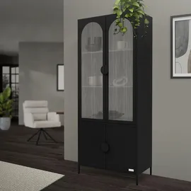 ML-Design Vitrinenschrank 80 x 185 x 40 cm Schwarz
