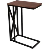 SAM Laptoptisch Granada, Akazienholz massiv + nussbaumfarben, Beistelltisch mit schwarzem Metallgestell, 47,5x27x67,5 cm