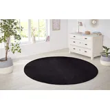 HANSE HOME Teppich rund, 8,5 mm Höhe, Kurzflor, Unifarben, Teppich, Weich, Esszimmer, Kinderzimmer, Flur, schwarz