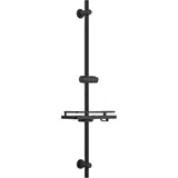 Görbach Duschset Edelstahl Duschstange mit Verstellbarer Duschkopfhalterung, Bohrlöcher-kompatible Wandhalterungen, Passend für Standard-Handbrausen, Brausestange 100 cm und Duschablage Schwarz