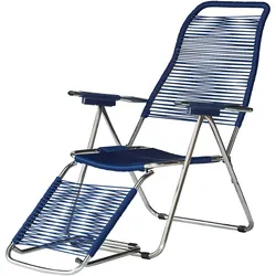 Fiam - Liegestuhl Spaghetti, Gestell Aluminium / Bespannung blau