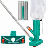 Poolsauger, Yanghad Pool Vacuum Cleaner, Pool Bodensauger mit Teleskopstange & Bürste & Laubsack, Staubsauger, Poolbürste mit Sauganschluss, für die Reinigung des Bodens des Schwimmbeckens(grün)