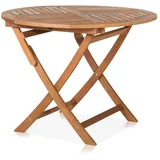KHG Klapptisch Gartentisch 100 cm Durchmesser, klappbar, bis 75 kg belastbar (Outdoor-Tisch Rund), aus Eukalyptus-Holz, zum Schutz geölt, FSC-Zertifiziert braun Rund | 100 cm x 74 cm x 74 cm