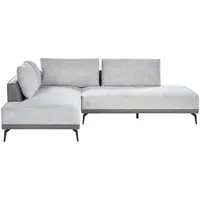 Ecksofa Stoff Kunstleder rechtsseitig 3-Sitzer modular grau / grau Myken