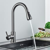 Grau Küchenarmatur mit Brause 360° Ausziehbar Wasserhahn Küche Spültischarmatur
