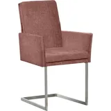 K+W Komfort & Wohnen Armlehnstuhl, stabiles Hochkantrohr, Untergestell in Edelstahloptik oder schwarz rosa